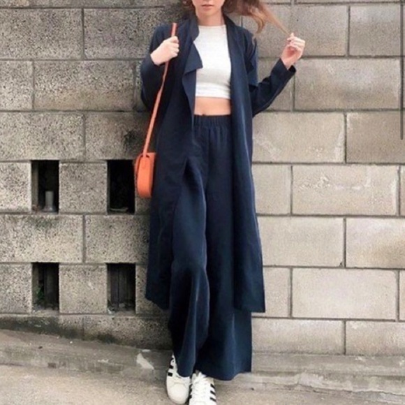 Vintage American Apparel Dylan Trench Coat Navy - Picture 2 of 6